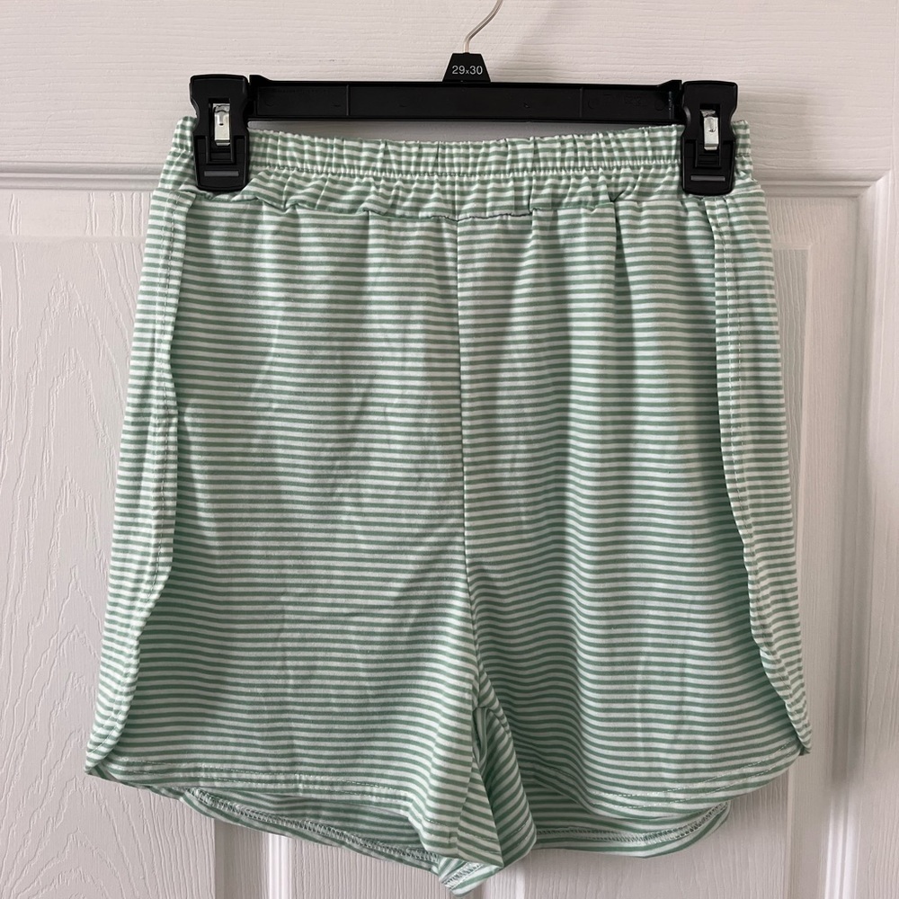Womens Mint Striped Shorts